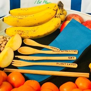 Personalized Bamboo Cutlery Set With ToGo Bag